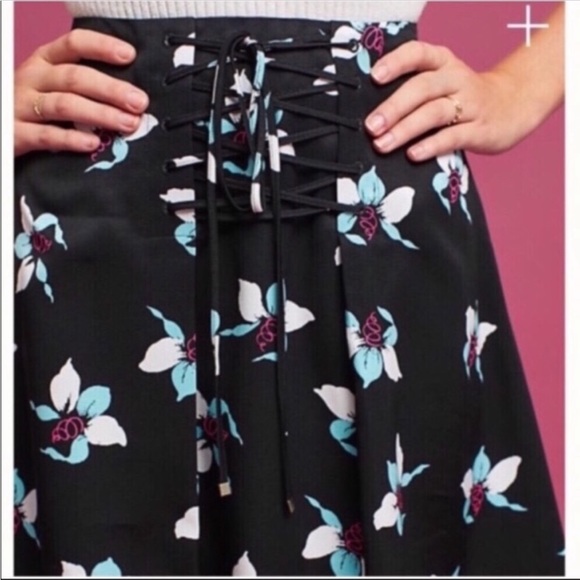 Anthropologie Maeve Zadie Floral Lace Up Midi Skirt - Picture 7 of 7